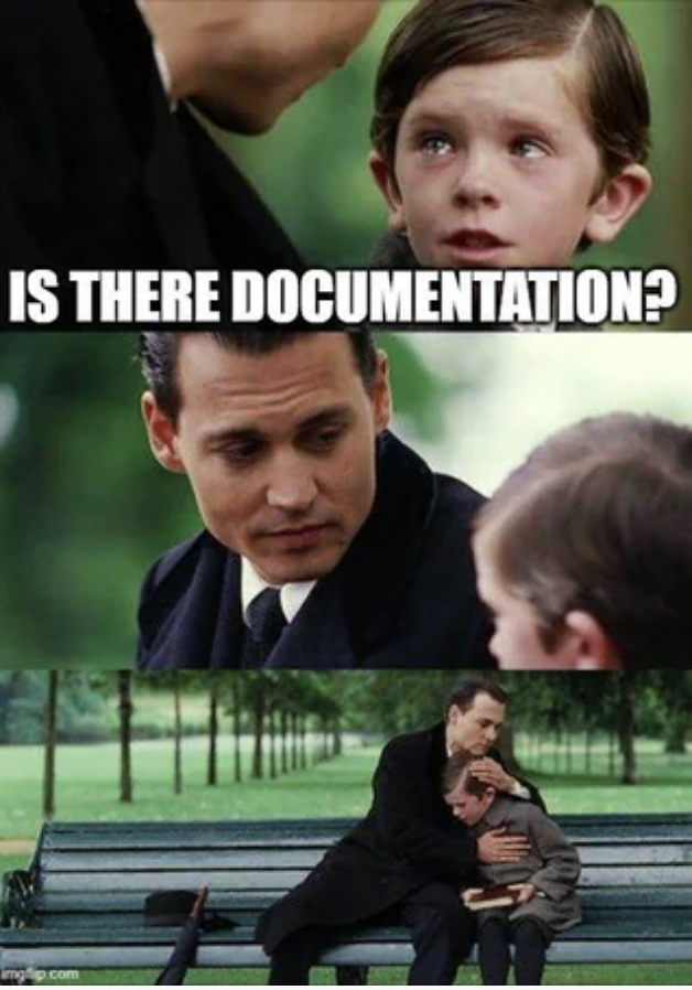 Kid on bench asking if there is technical documentation