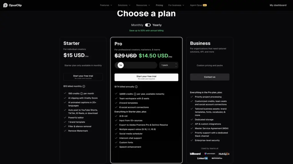 opus clip review of pricing options