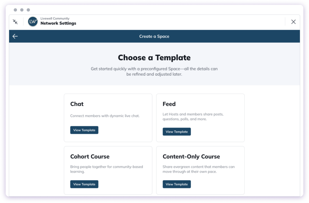 Graphic of Mighty Networks displaying different features in its spaces.
