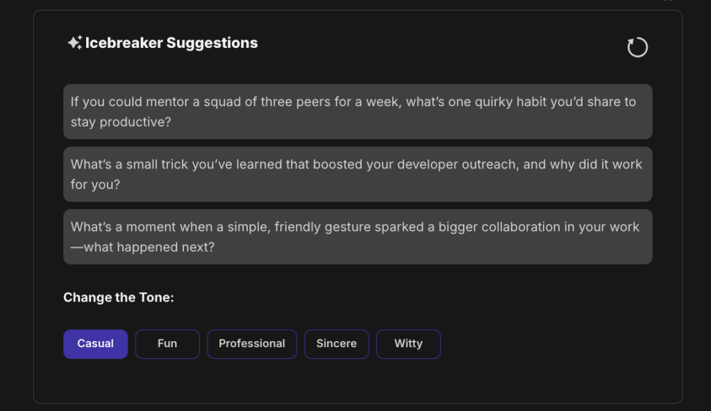 Graphic of Mighty Networks highlighting built-in icebreaker maker tools.