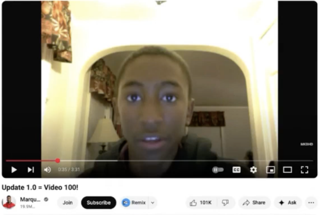 Marques Brownlee recording his 100th YouTube video during his early channel growth, when he had 74 subscribers.