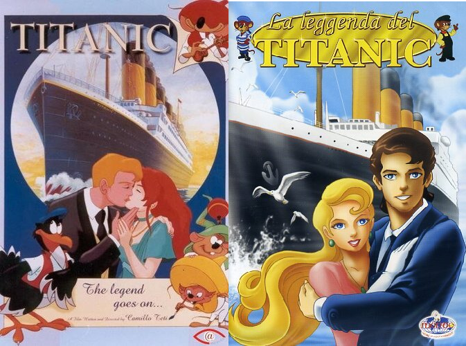 Illustration from the animated bootleg film Titanic: The Legend Goes On, a low-budget cartoon inspired by the 1997 Titanic movie.
