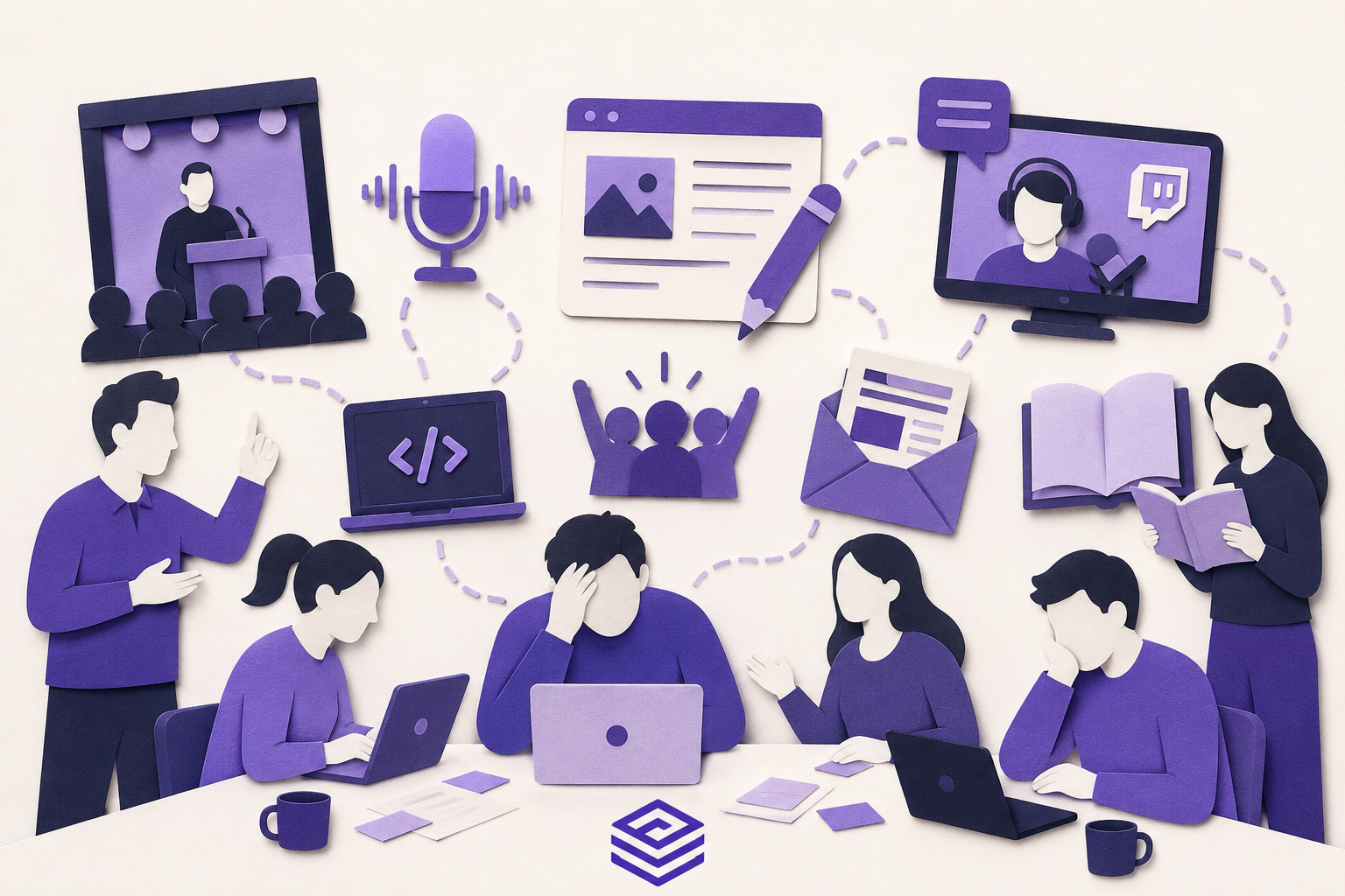 An illustration of a busy and struggling DevRel team.